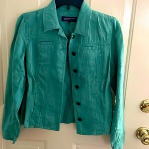 Women’s Teal Lightweight 100 % Linen Jacket